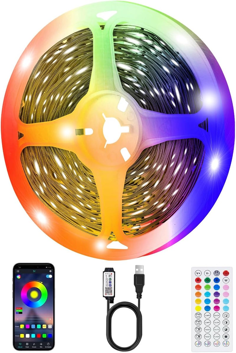 TK99SW LED Strip Lights for Bedroom, 32.8ft Smart RGB Music Sync Bluetooth App & Remote Control, USB-Powered LED Strip Lights for TV, Gaming, Bedroom, PC, Home Theater - Image 1